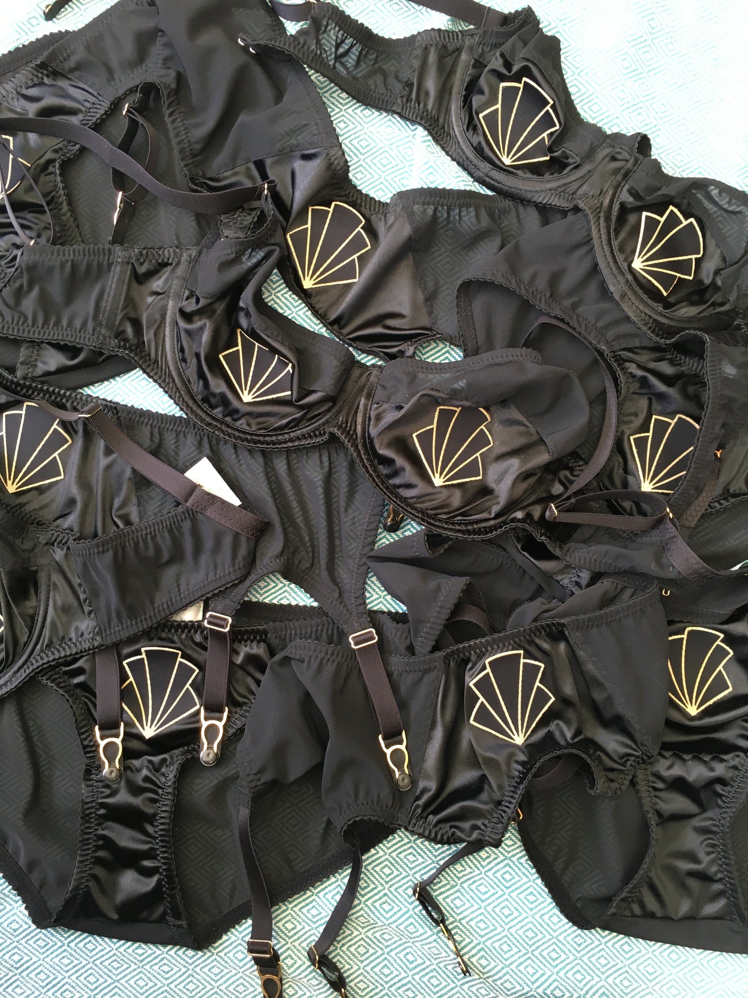 art deco great gatsby lingerie vintage retro underwear gold black satin by pip and pantalaimon